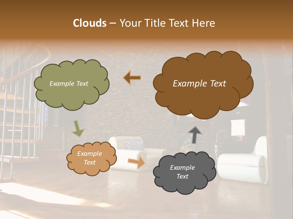 View Of Living Room With Fireplace And Old Stone Wall And Modern Television PowerPoint Template