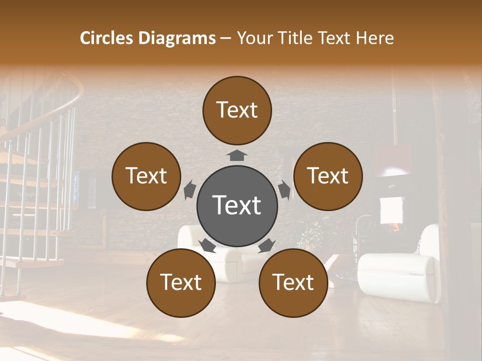 View Of Living Room With Fireplace And Old Stone Wall And Modern Television PowerPoint Template