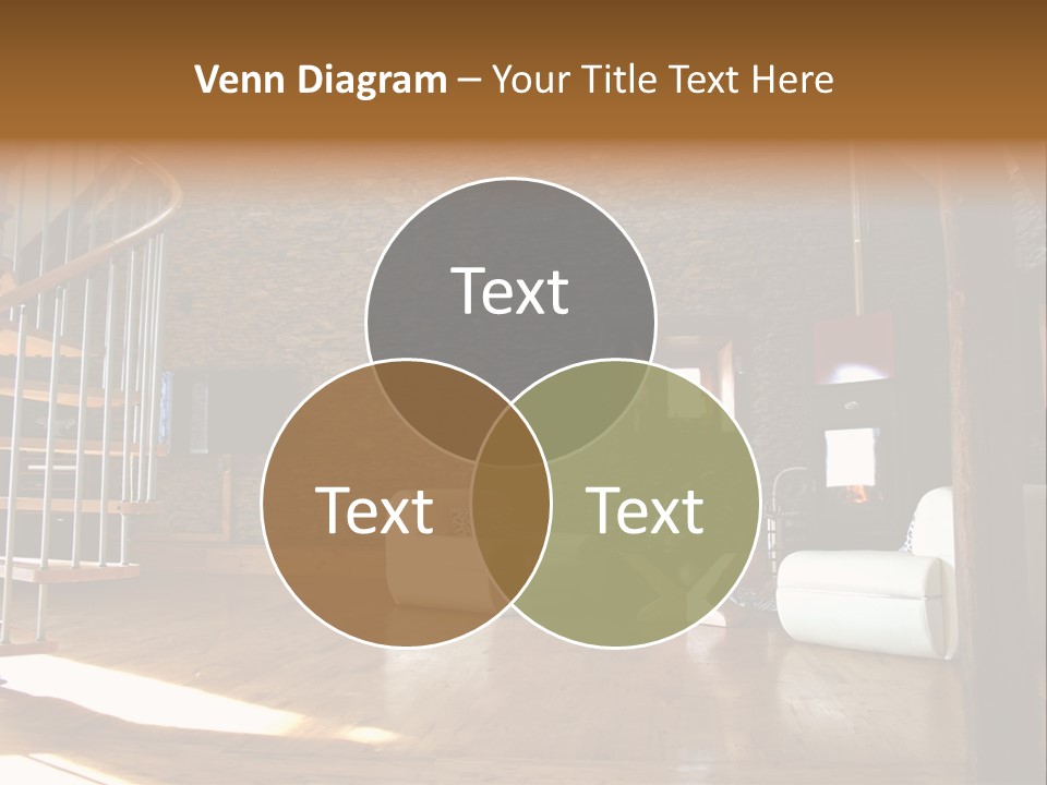 View Of Living Room With Fireplace And Old Stone Wall And Modern Television PowerPoint Template