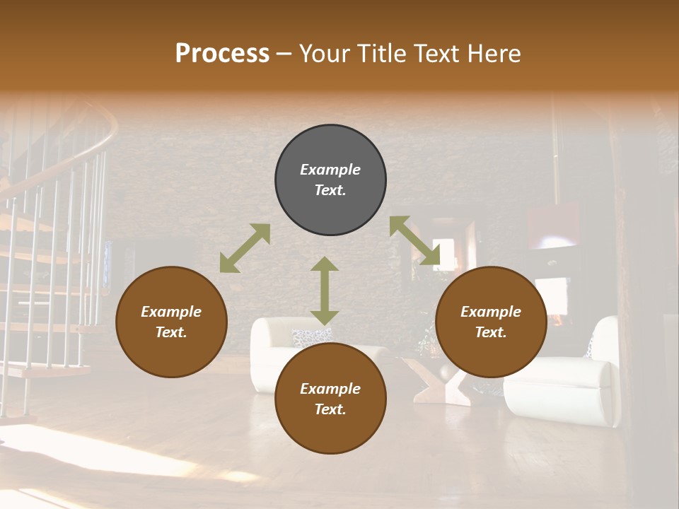 View Of Living Room With Fireplace And Old Stone Wall And Modern Television PowerPoint Template