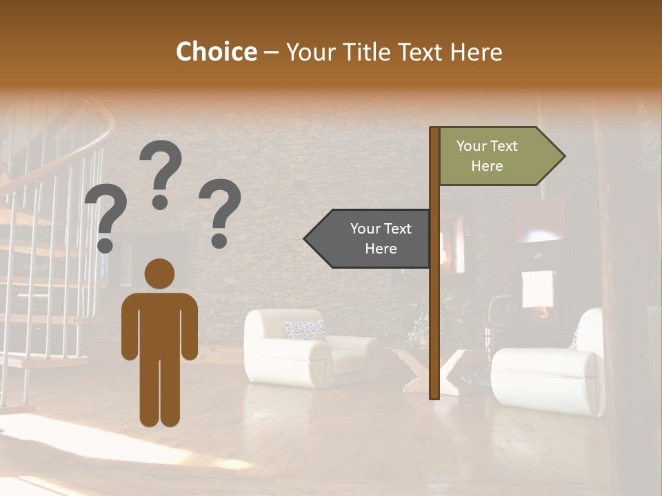 View Of Living Room With Fireplace And Old Stone Wall And Modern Television PowerPoint Template