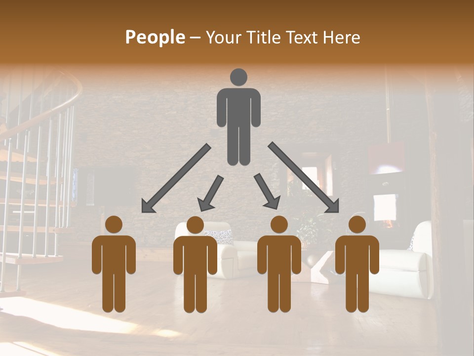 View Of Living Room With Fireplace And Old Stone Wall And Modern Television PowerPoint Template