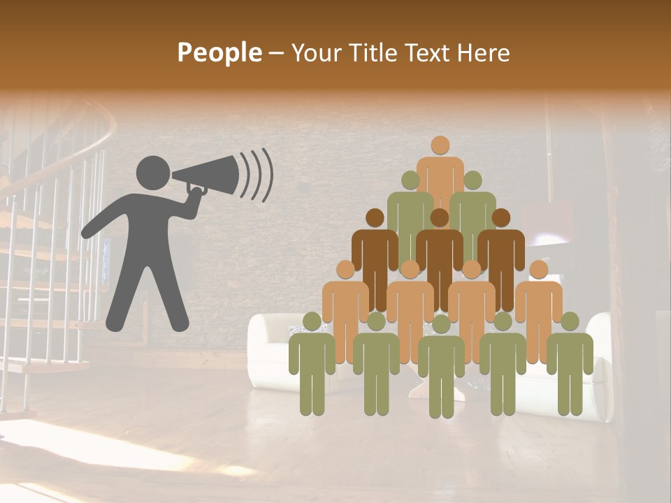 View Of Living Room With Fireplace And Old Stone Wall And Modern Television PowerPoint Template