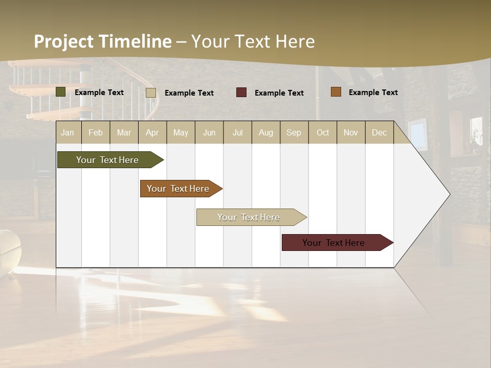 A Living Room Filled With Furniture And A Spiral Staircase PowerPoint Template