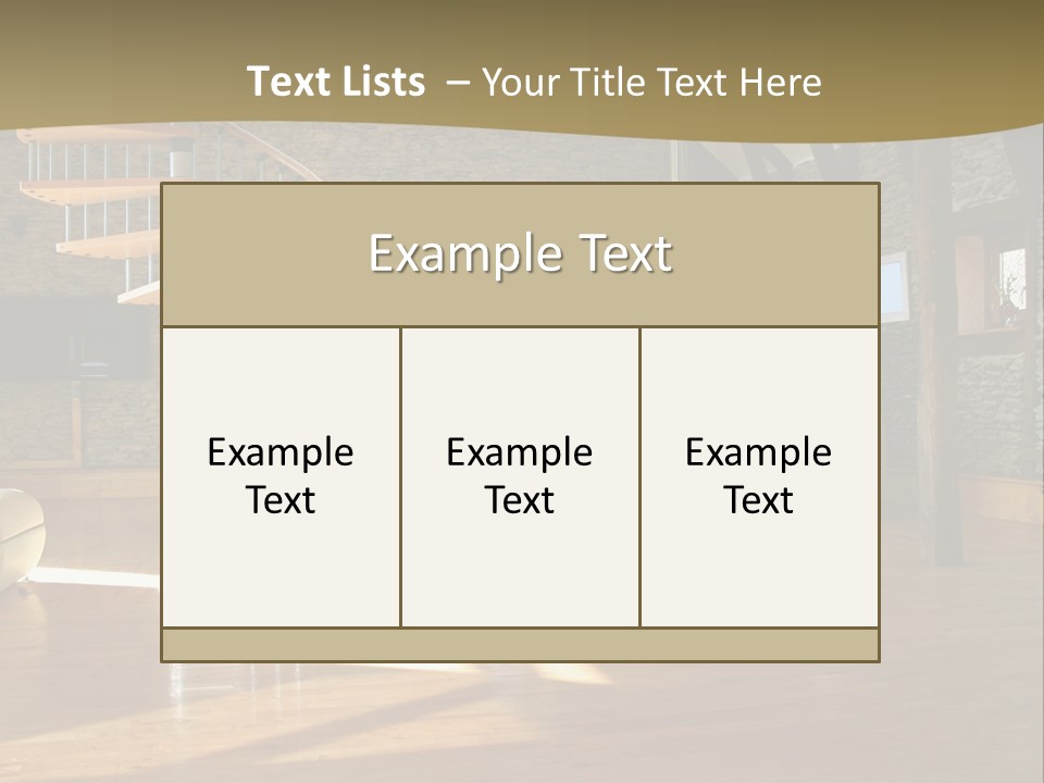 A Living Room Filled With Furniture And A Spiral Staircase PowerPoint Template