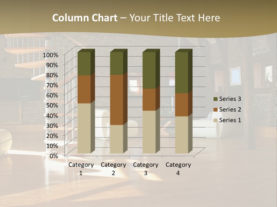 A Living Room Filled With Furniture And A Spiral Staircase PowerPoint Template