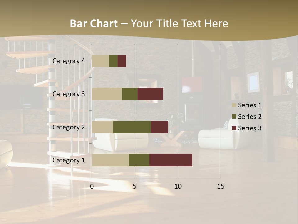 A Living Room Filled With Furniture And A Spiral Staircase PowerPoint Template