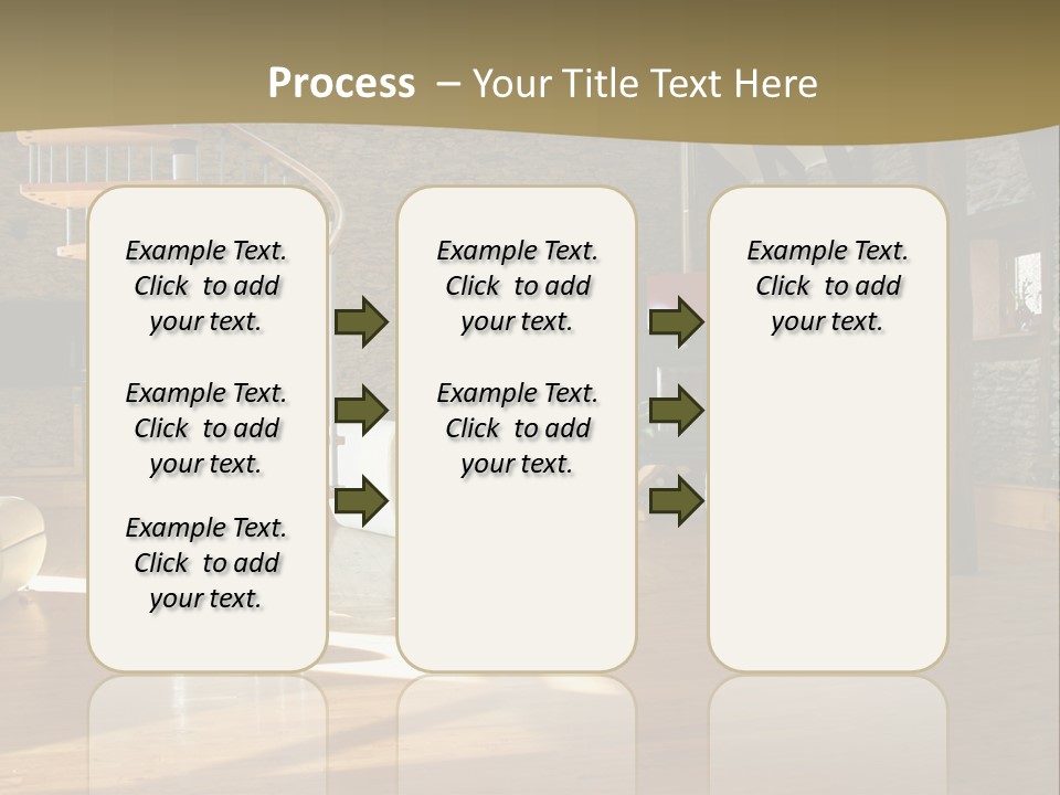 A Living Room Filled With Furniture And A Spiral Staircase PowerPoint Template