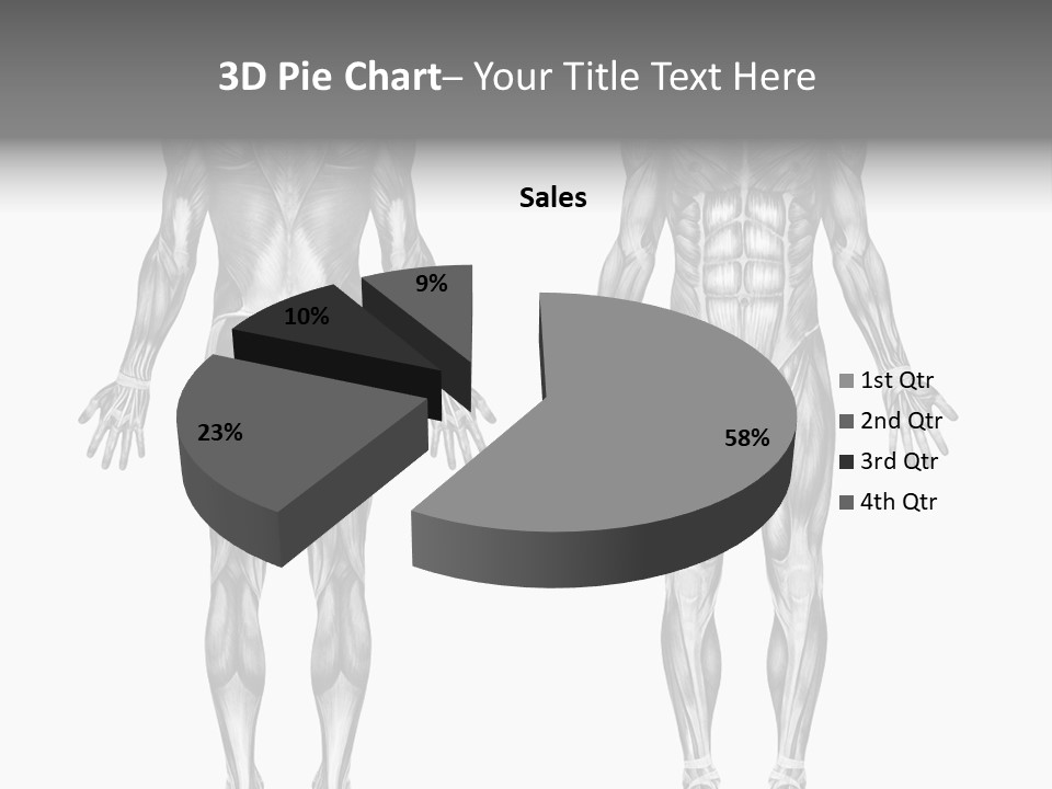 Male Muscles - Pencil Drawing Style - 3D Render - Special Shaders Were Used During The Rendering Process To Create The Appearance Of A Pencil Drawing. PowerPoint Template