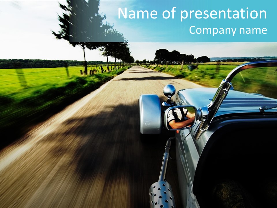 Driving A Sports-Car On A Road PowerPoint Template