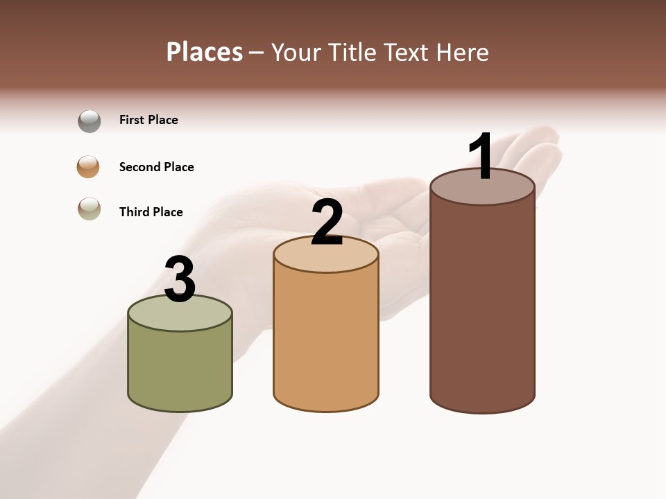 An Open Palm In Gesture Of Pleading Or Requesting, Isolated On White. PowerPoint Template