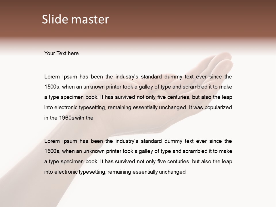 An Open Palm In Gesture Of Pleading Or Requesting, Isolated On White. PowerPoint Template