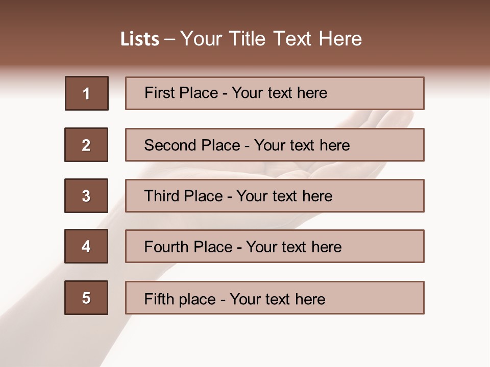 An Open Palm In Gesture Of Pleading Or Requesting, Isolated On White. PowerPoint Template