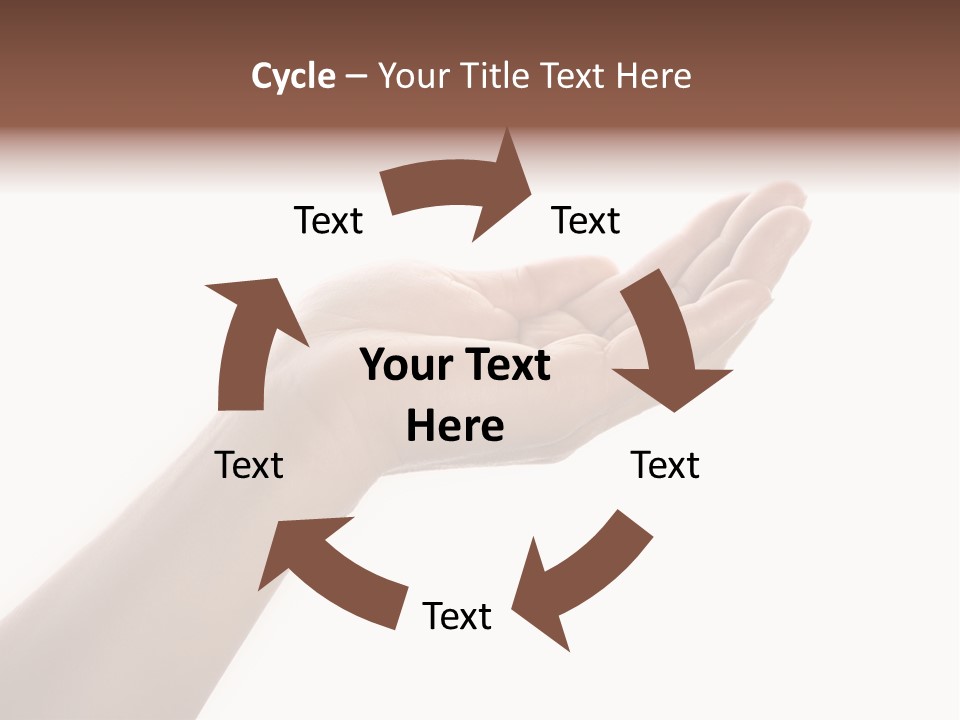 An Open Palm In Gesture Of Pleading Or Requesting, Isolated On White. PowerPoint Template