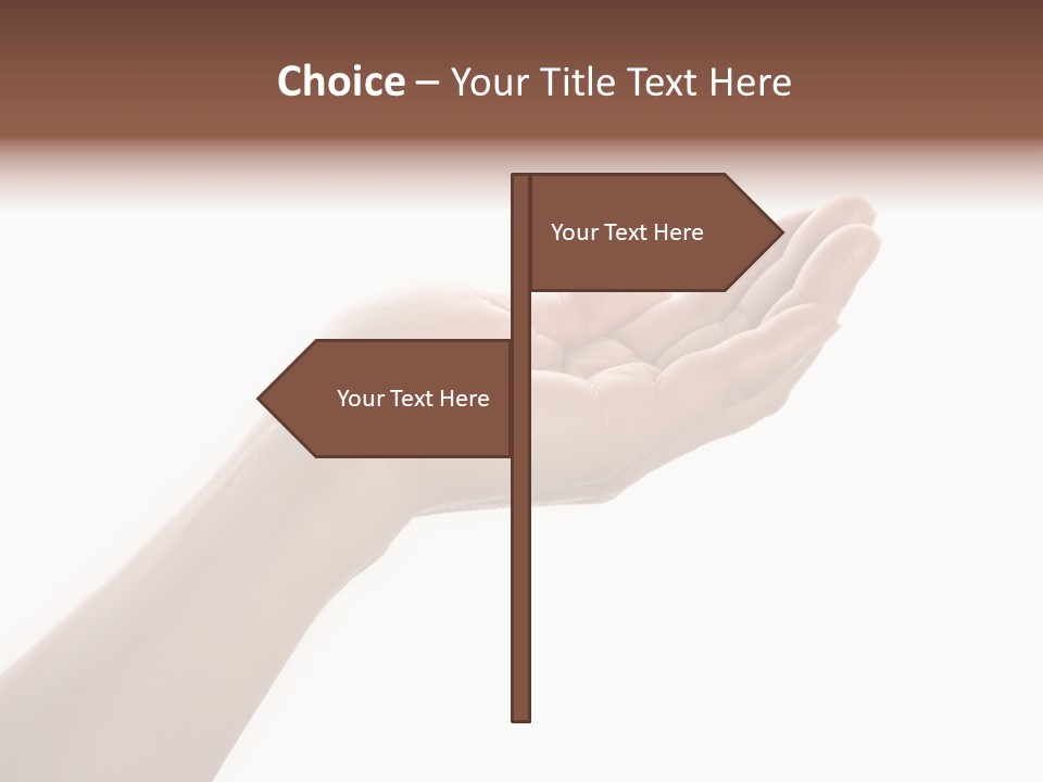 An Open Palm In Gesture Of Pleading Or Requesting, Isolated On White. PowerPoint Template