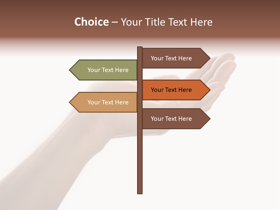 An Open Palm In Gesture Of Pleading Or Requesting, Isolated On White. PowerPoint Template