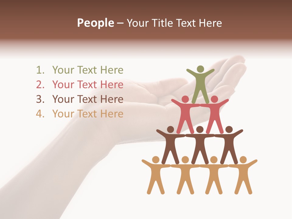 An Open Palm In Gesture Of Pleading Or Requesting, Isolated On White. PowerPoint Template