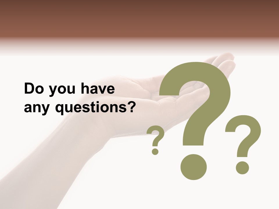 An Open Palm In Gesture Of Pleading Or Requesting, Isolated On White. PowerPoint Template