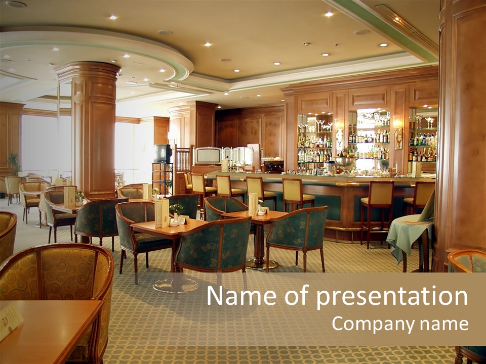 Elegant And Luxurious Restaurant/Bar Interior PowerPoint Template