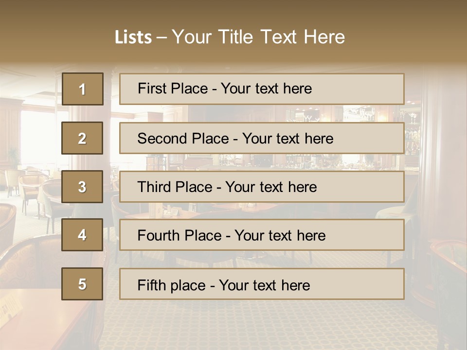Elegant And Luxurious Restaurant/Bar Interior PowerPoint Template