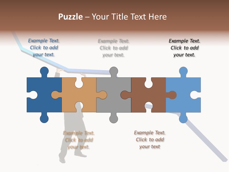 Young Modern Businessman Portrait Shot In Studio Over White Background - Pushing 3D Graphic Arrow Upwards PowerPoint Template