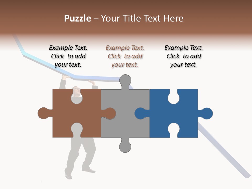 Young Modern Businessman Portrait Shot In Studio Over White Background - Pushing 3D Graphic Arrow Upwards PowerPoint Template