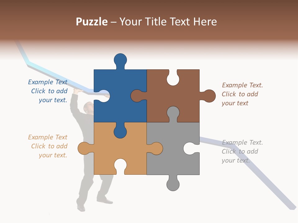 Young Modern Businessman Portrait Shot In Studio Over White Background - Pushing 3D Graphic Arrow Upwards PowerPoint Template