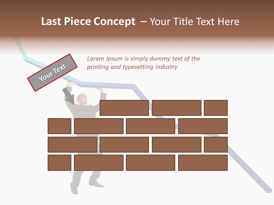 Young Modern Businessman Portrait Shot In Studio Over White Background - Pushing 3D Graphic Arrow Upwards PowerPoint Template