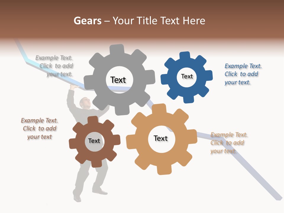 Young Modern Businessman Portrait Shot In Studio Over White Background - Pushing 3D Graphic Arrow Upwards PowerPoint Template