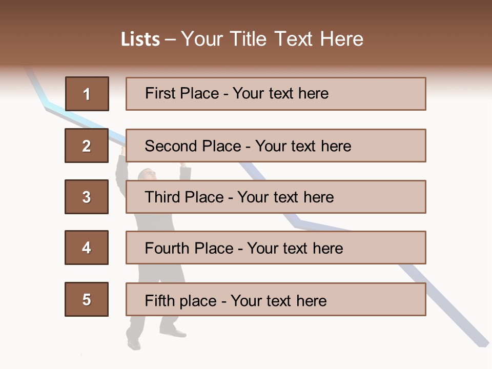 Young Modern Businessman Portrait Shot In Studio Over White Background - Pushing 3D Graphic Arrow Upwards PowerPoint Template