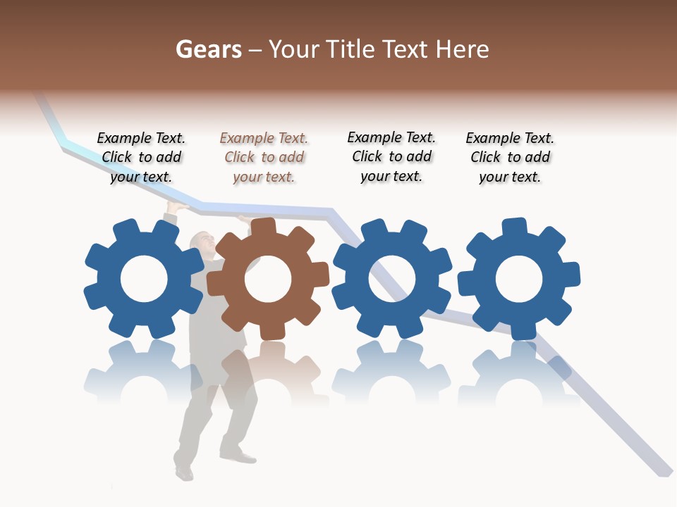 Young Modern Businessman Portrait Shot In Studio Over White Background - Pushing 3D Graphic Arrow Upwards PowerPoint Template