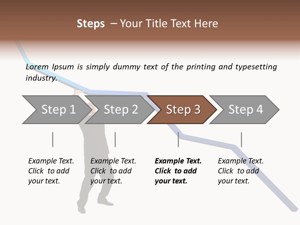 Young Modern Businessman Portrait Shot In Studio Over White Background - Pushing 3D Graphic Arrow Upwards PowerPoint Template