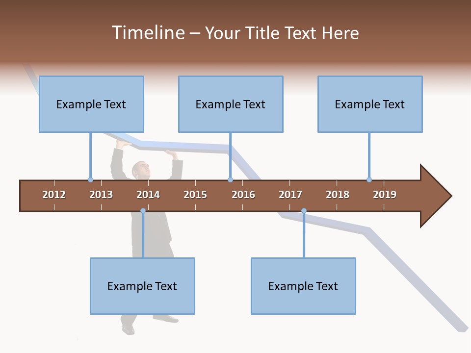 Young Modern Businessman Portrait Shot In Studio Over White Background - Pushing 3D Graphic Arrow Upwards PowerPoint Template