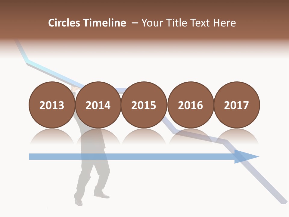 Young Modern Businessman Portrait Shot In Studio Over White Background - Pushing 3D Graphic Arrow Upwards PowerPoint Template