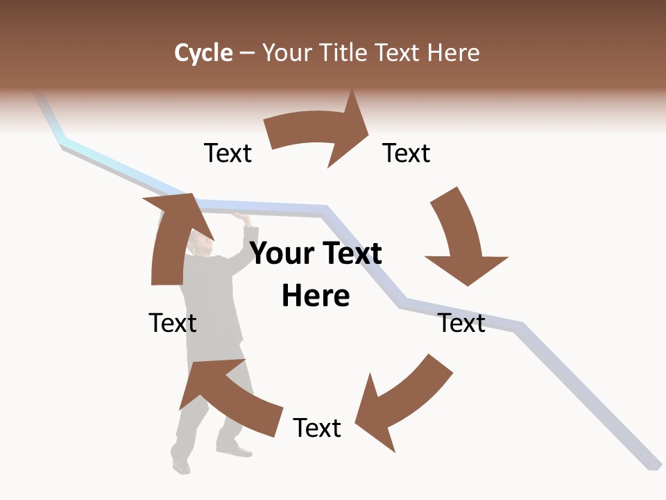 Young Modern Businessman Portrait Shot In Studio Over White Background - Pushing 3D Graphic Arrow Upwards PowerPoint Template