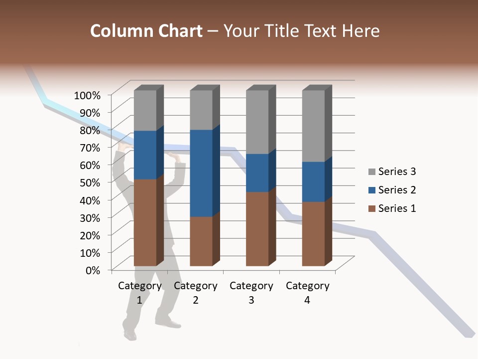 Young Modern Businessman Portrait Shot In Studio Over White Background - Pushing 3D Graphic Arrow Upwards PowerPoint Template
