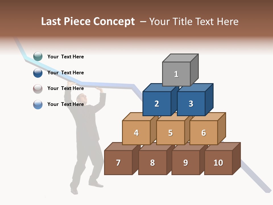 Young Modern Businessman Portrait Shot In Studio Over White Background - Pushing 3D Graphic Arrow Upwards PowerPoint Template