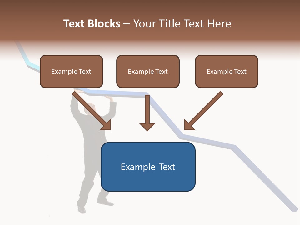 Young Modern Businessman Portrait Shot In Studio Over White Background - Pushing 3D Graphic Arrow Upwards PowerPoint Template