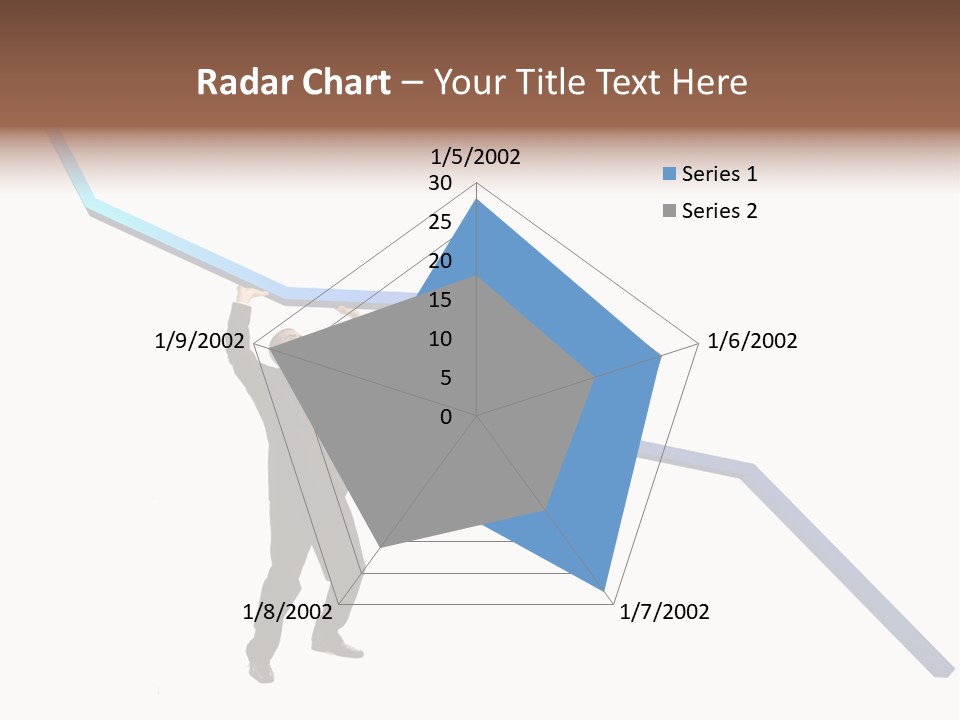 Young Modern Businessman Portrait Shot In Studio Over White Background - Pushing 3D Graphic Arrow Upwards PowerPoint Template