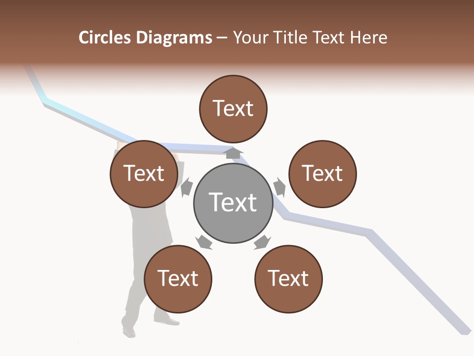 Young Modern Businessman Portrait Shot In Studio Over White Background - Pushing 3D Graphic Arrow Upwards PowerPoint Template