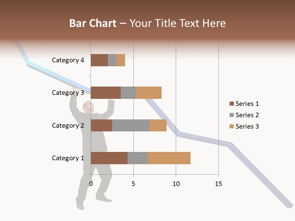 Young Modern Businessman Portrait Shot In Studio Over White Background - Pushing 3D Graphic Arrow Upwards PowerPoint Template