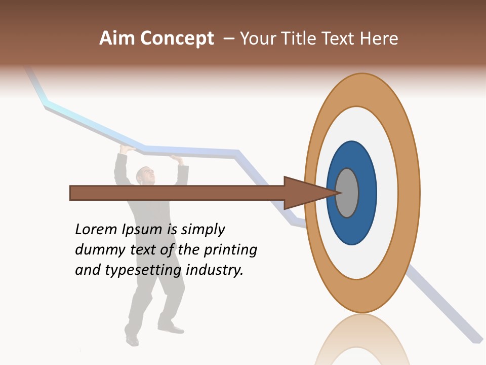 Young Modern Businessman Portrait Shot In Studio Over White Background - Pushing 3D Graphic Arrow Upwards PowerPoint Template