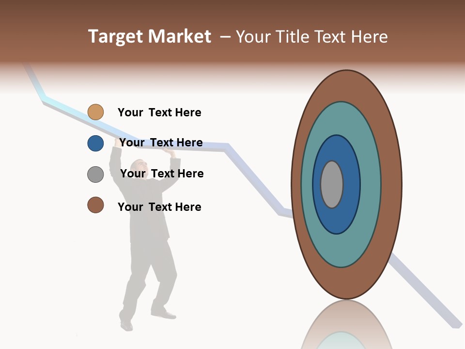 Young Modern Businessman Portrait Shot In Studio Over White Background - Pushing 3D Graphic Arrow Upwards PowerPoint Template