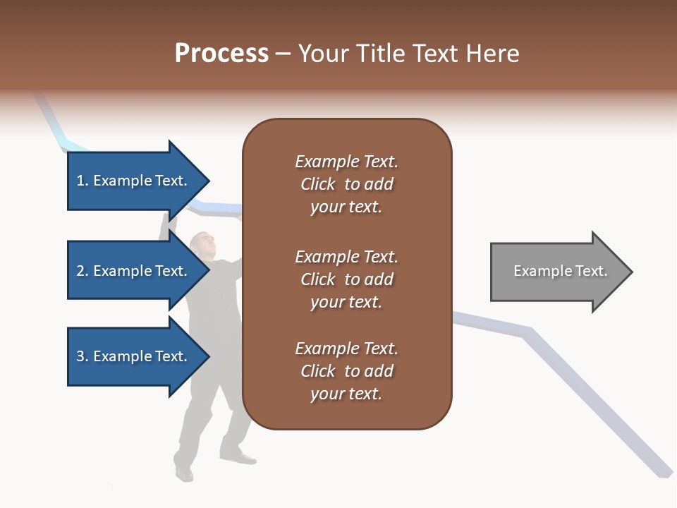 Young Modern Businessman Portrait Shot In Studio Over White Background - Pushing 3D Graphic Arrow Upwards PowerPoint Template