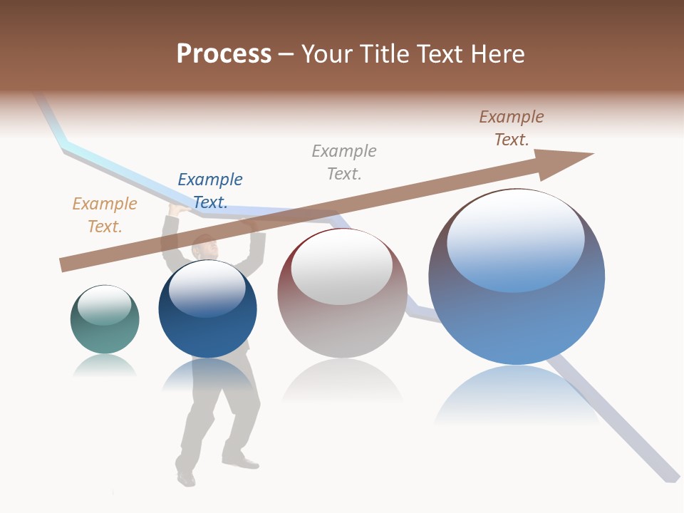 Young Modern Businessman Portrait Shot In Studio Over White Background - Pushing 3D Graphic Arrow Upwards PowerPoint Template