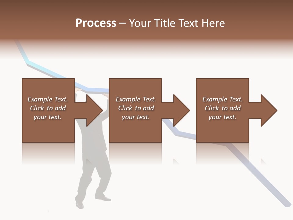 Young Modern Businessman Portrait Shot In Studio Over White Background - Pushing 3D Graphic Arrow Upwards PowerPoint Template