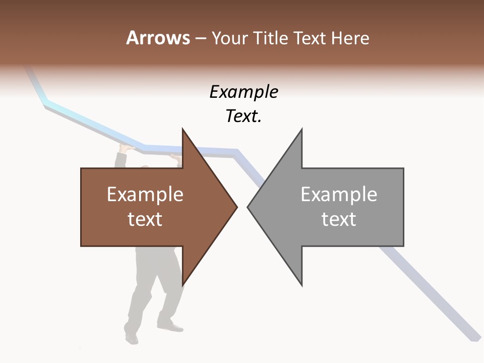 Young Modern Businessman Portrait Shot In Studio Over White Background - Pushing 3D Graphic Arrow Upwards PowerPoint Template