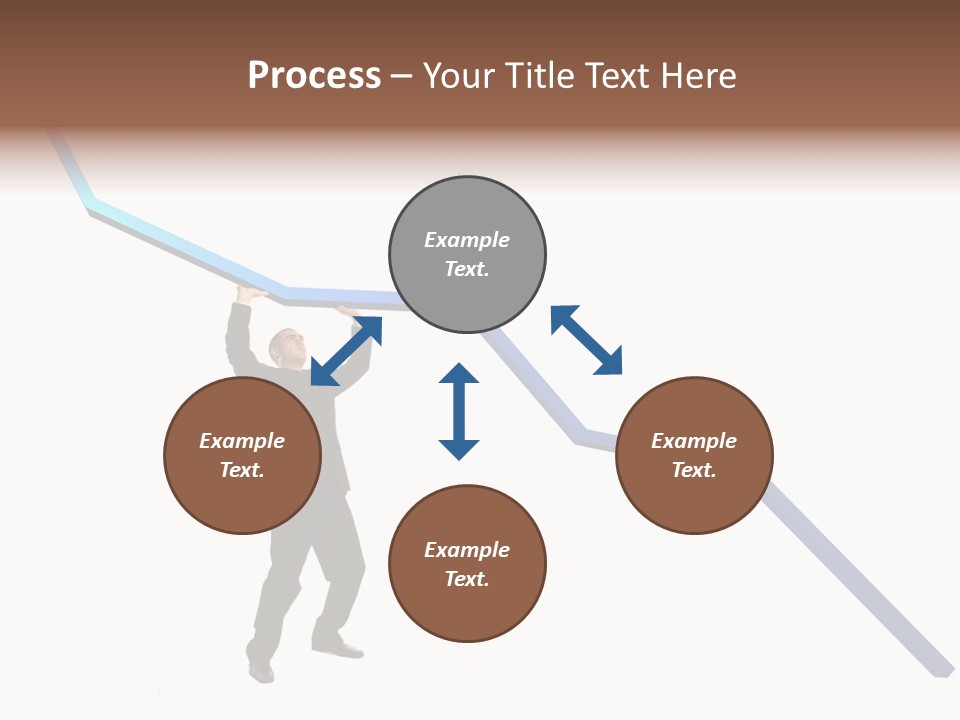 Young Modern Businessman Portrait Shot In Studio Over White Background - Pushing 3D Graphic Arrow Upwards PowerPoint Template