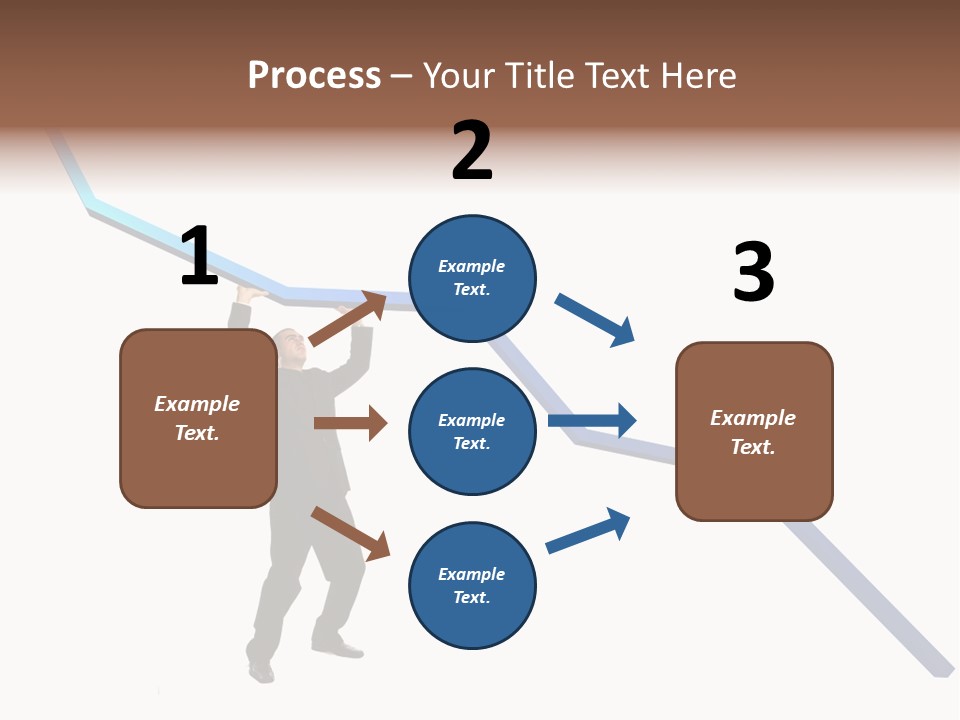 Young Modern Businessman Portrait Shot In Studio Over White Background - Pushing 3D Graphic Arrow Upwards PowerPoint Template