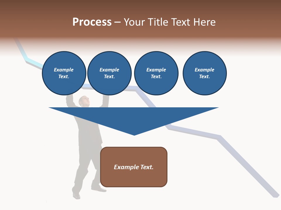 Young Modern Businessman Portrait Shot In Studio Over White Background - Pushing 3D Graphic Arrow Upwards PowerPoint Template